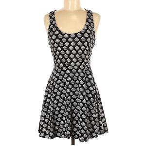 Vans short skater dress side cut outs navy white stretchy fit and flare size S